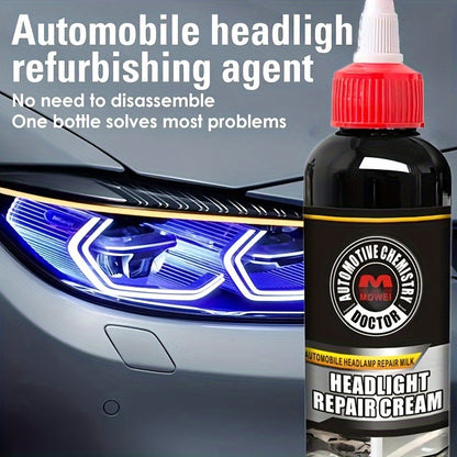 AutoMotive Chemical Doctor Headlight Repair Cream: Restores Oxidized, Yellowed, Scratched, Blurred Headlights - Enhances Crystal Plating - 150g