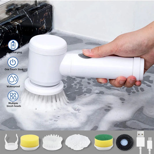 Five in One Multifunctional Electric Cleaning Brush for Bathroom Washing and Kitchen Cleaning Tools