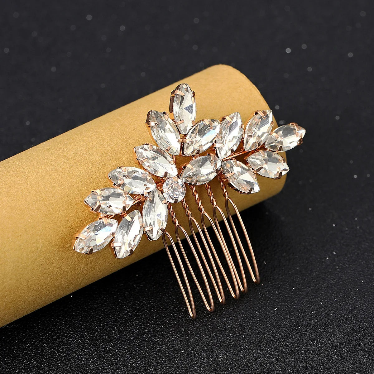 Hair Combs - Sparkly Rhinestone Leaf Hairpins and Clips