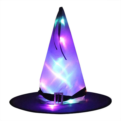 Women Kids Girl Luminous LED Glow Light Up Elf Witch Hat Star Skirt Spider Web Tutu Wizard Costume Party Gift Halloween Festival