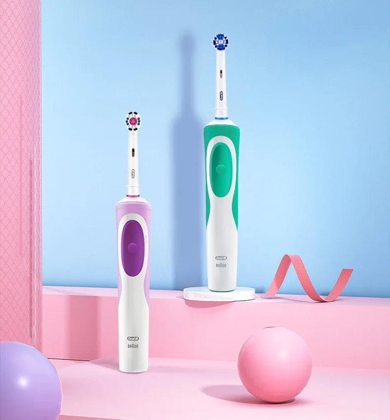 Oral B Electric Toothbrush 2D Rotary Vibration Clean Charging Tooth Brush Cross Action Bristle Oral Care 4 Gift Brush Heads Free