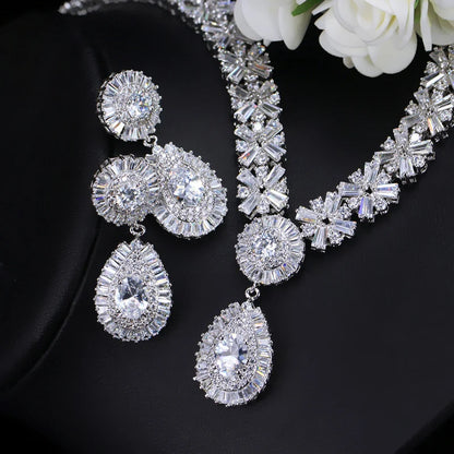 Zircons Exclusive Luxury Cubic Zirconia Necklace Earring Bracelet Set