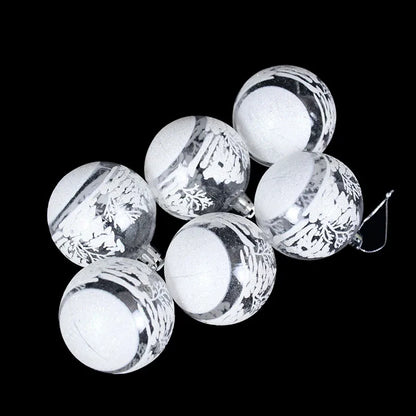 6pcs 6cm Transparent Snow Christmas Balls Pendants for Christmas Tree Decoration Clear Baubles Hanging Ornaments Xmas Navidad