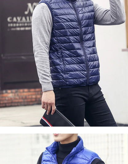 Fashion Brand Men Down Vest Coats New Winter Casual Sleeveless Lightweight Down Duck Vest Coats Male