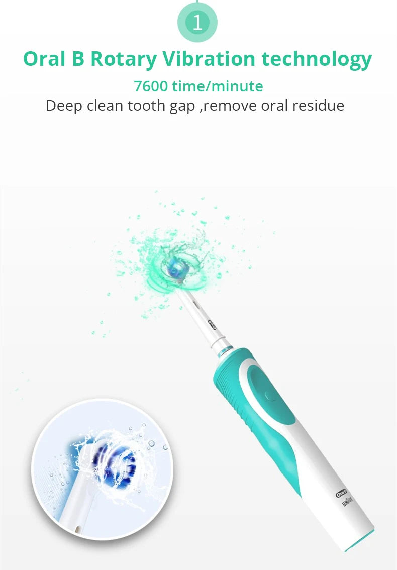 Oral B Electric Toothbrush 2D Rotary Vibration Clean Charging Tooth Brush Cross Action Bristle Oral Care 4 Gift Brush Heads Free