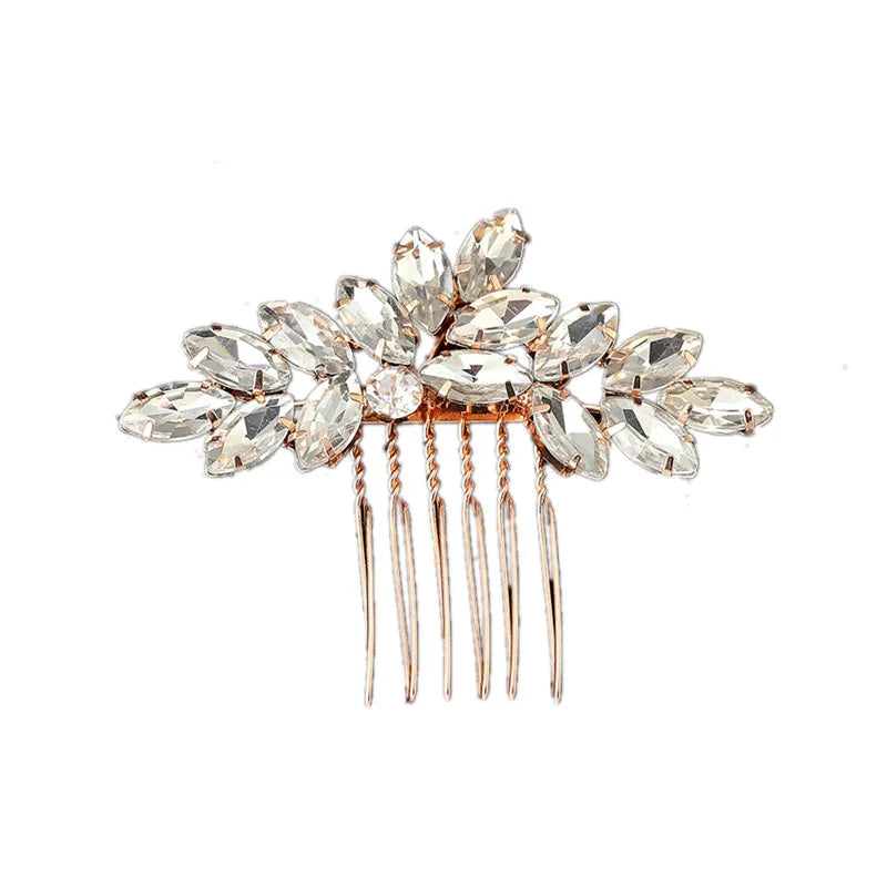 Hair Combs - Sparkly Rhinestone Leaf Hairpins and Clips