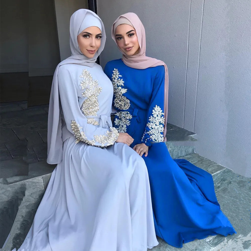 Embroidery Abaya Dubai Turkey Muslim Dress Evening Wedding Dress Kaftan Islamic Clothing Indian Dress Women Robe