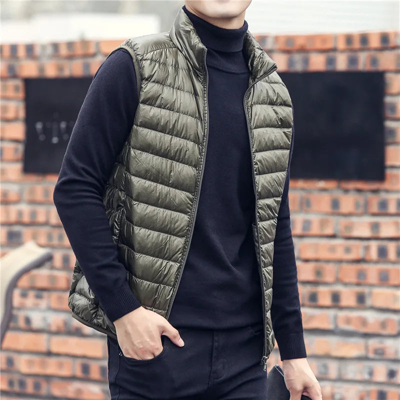 Fashion Brand Men Down Vest Coats New Winter Casual Sleeveless Lightweight Down Duck Vest Coats Male