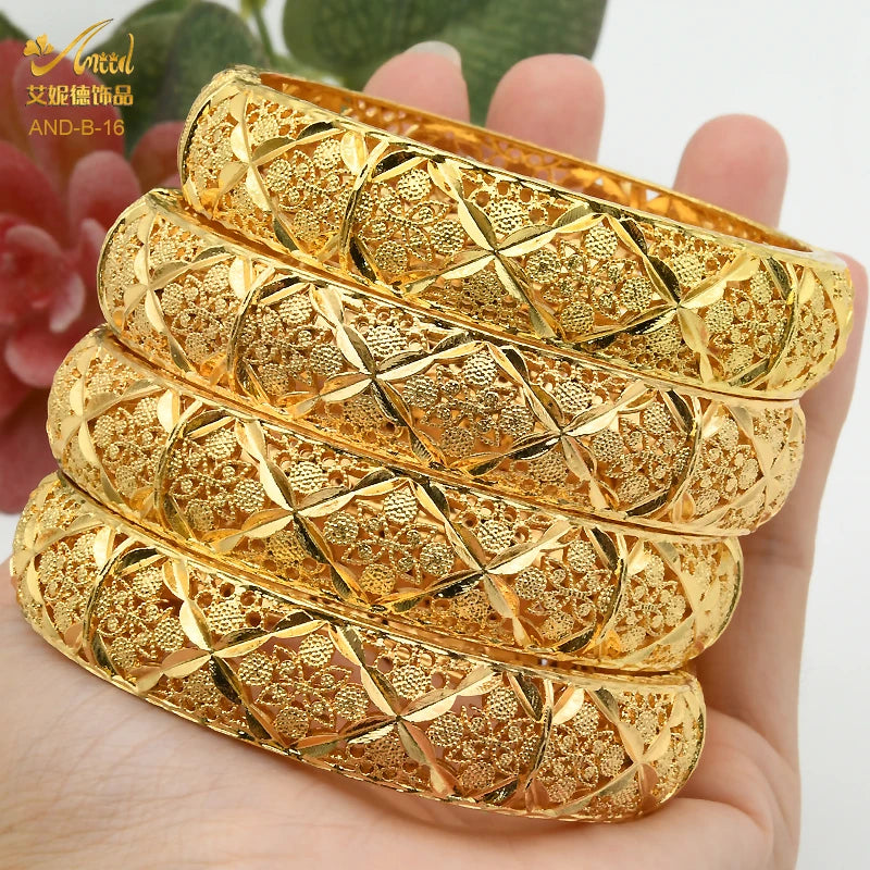 Luxury Designer Indian Gold Color Bangles - Arabic Fashion, African Bracelet Charm, Egyptian Dubai Bangle