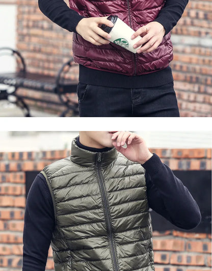 Fashion Brand Men Down Vest Coats New Winter Casual Sleeveless Lightweight Down Duck Vest Coats Male