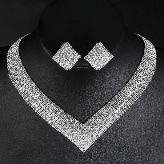 Luxury Crystal - African Beads Rhinestone Necklace Sets for Women and Girls, Engagement Party Gift"