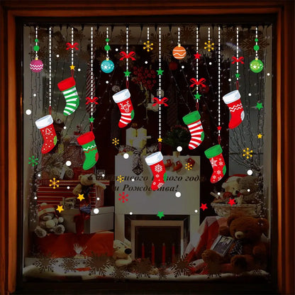 Merry Christmas Decoration for Home Wall Window Sticker Ornaments Garland New Year Festoon Christmas Decoration