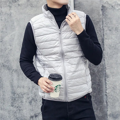 Fashion Brand Men Down Vest Coats New Winter Casual Sleeveless Lightweight Down Duck Vest Coats Male