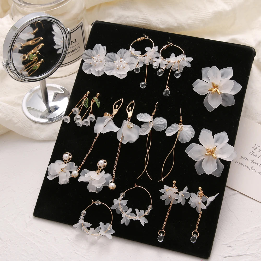 New Flower Bohemia Boho Earrings - Fashionable Long Hanging Crystal Earrings, Ideal for Wedding and Party Jewelry