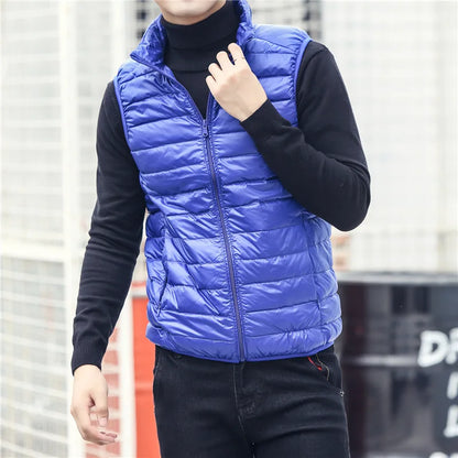 Fashion Brand Men Down Vest Coats New Winter Casual Sleeveless Lightweight Down Duck Vest Coats Male