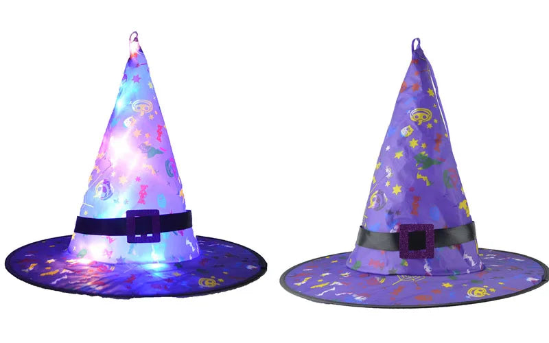 Women Kids Girl Luminous LED Glow Light Up Elf Witch Hat Star Skirt Spider Web Tutu Wizard Costume Party Gift Halloween Festival