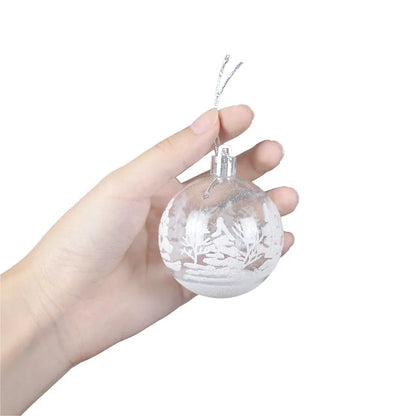 6pcs 6cm Transparent Snow Christmas Balls Pendants for Christmas Tree Decoration Clear Baubles Hanging Ornaments Xmas Navidad