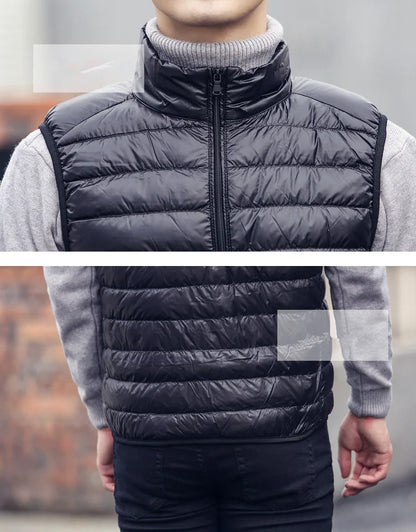 Fashion Brand Men Down Vest Coats New Winter Casual Sleeveless Lightweight Down Duck Vest Coats Male