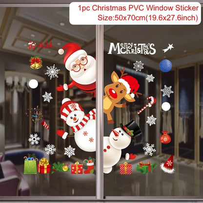 Merry Christmas Decoration for Home Wall Window Sticker Ornaments Garland New Year Festoon Christmas Decoration