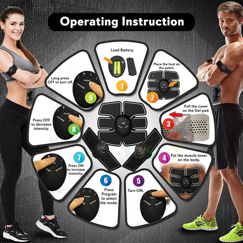 EMS Wireless Muscle Stimulator Trainer Smart Fitness Abdominal Training Electric Weight Loss Stickers Body Slimming Massager