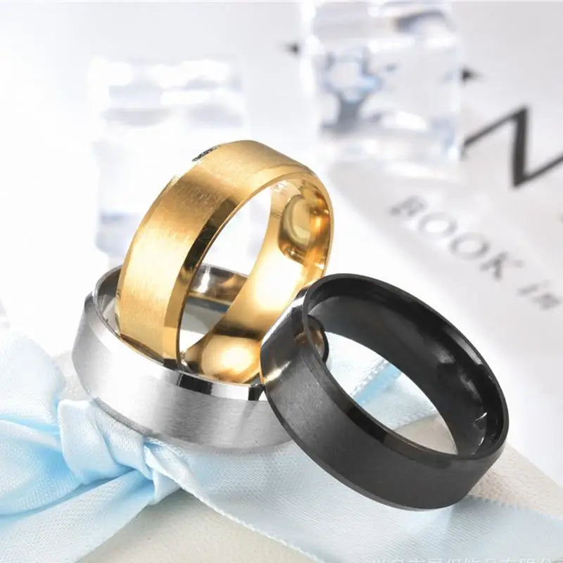 Fashion Charm Jewelry ring men stainless steel Black Rings For Women Custom Engrave Name