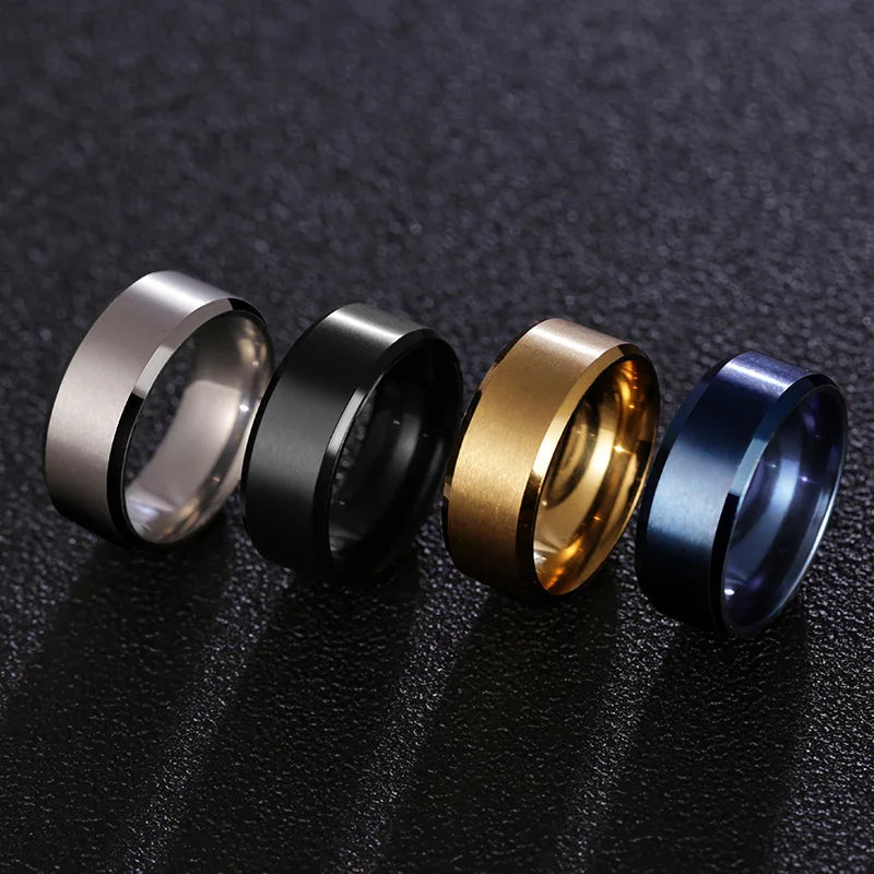 Fashion Charm Jewelry ring men stainless steel Black Rings For Women Custom Engrave Name