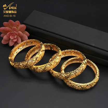 Luxury Designer Indian Gold Color Bangles - Arabic Fashion, African Bracelet Charm, Egyptian Dubai Bangle