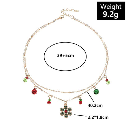 Delicate Colorful Bells Crystal Christmas Tree Pendant Necklace For Women Men Fashion Xmas Clavicle Collier Party Gift Jewelry