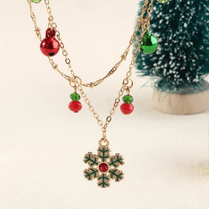 Delicate Colorful Bells Crystal Christmas Tree Pendant Necklace For Women Men Fashion Xmas Clavicle Collier Party Gift Jewelry