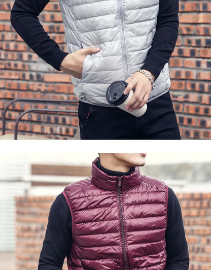 Fashion Brand Men Down Vest Coats New Winter Casual Sleeveless Lightweight Down Duck Vest Coats Male