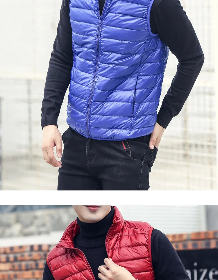 Fashion Brand Men Down Vest Coats New Winter Casual Sleeveless Lightweight Down Duck Vest Coats Male