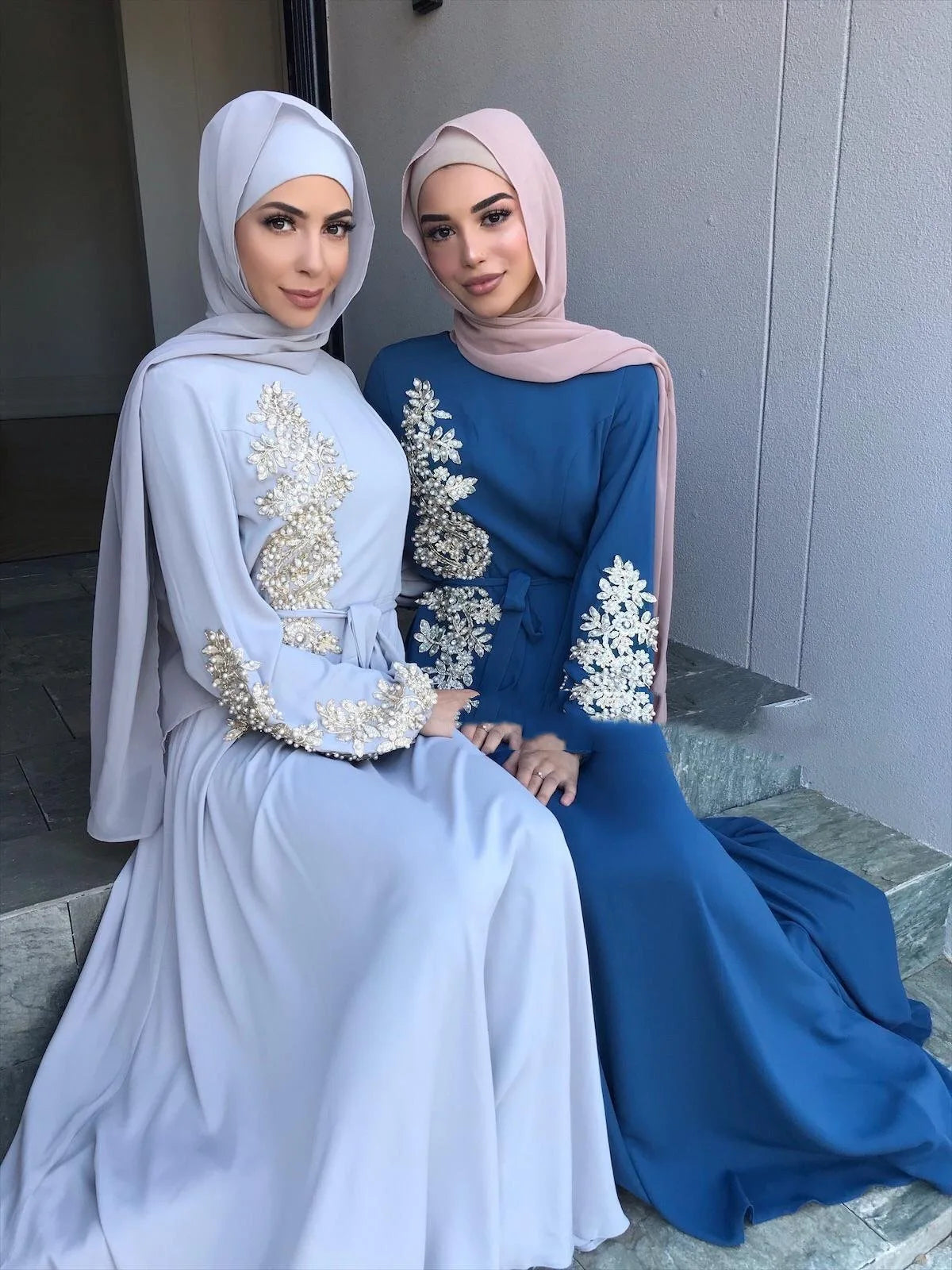 Embroidery Abaya Dubai Turkey Muslim Dress Evening Wedding Dress Kaftan Islamic Clothing Indian Dress Women Robe