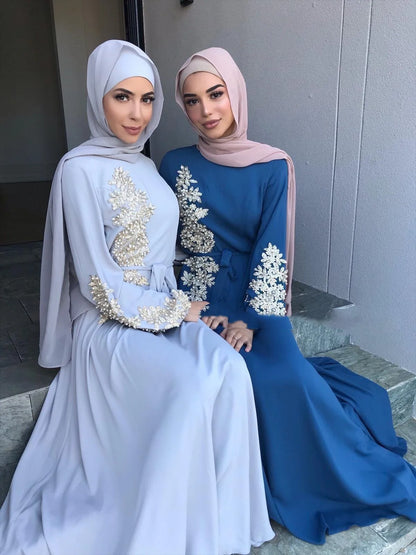 Embroidery Abaya Dubai Turkey Muslim Dress Evening Wedding Dress Kaftan Islamic Clothing Indian Dress Women Robe