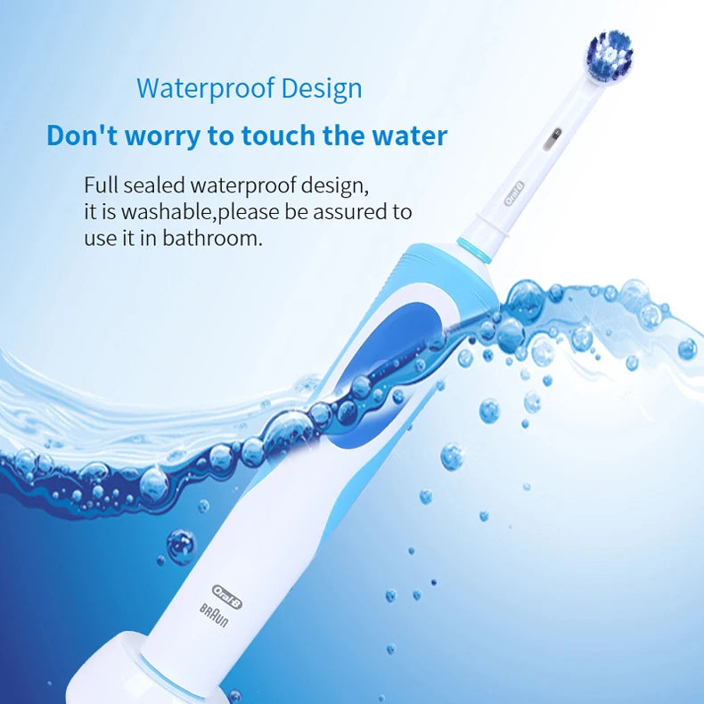 Oral B Electric Toothbrush 2D Rotary Vibration Clean Charging Tooth Brush Cross Action Bristle Oral Care 4 Gift Brush Heads Free