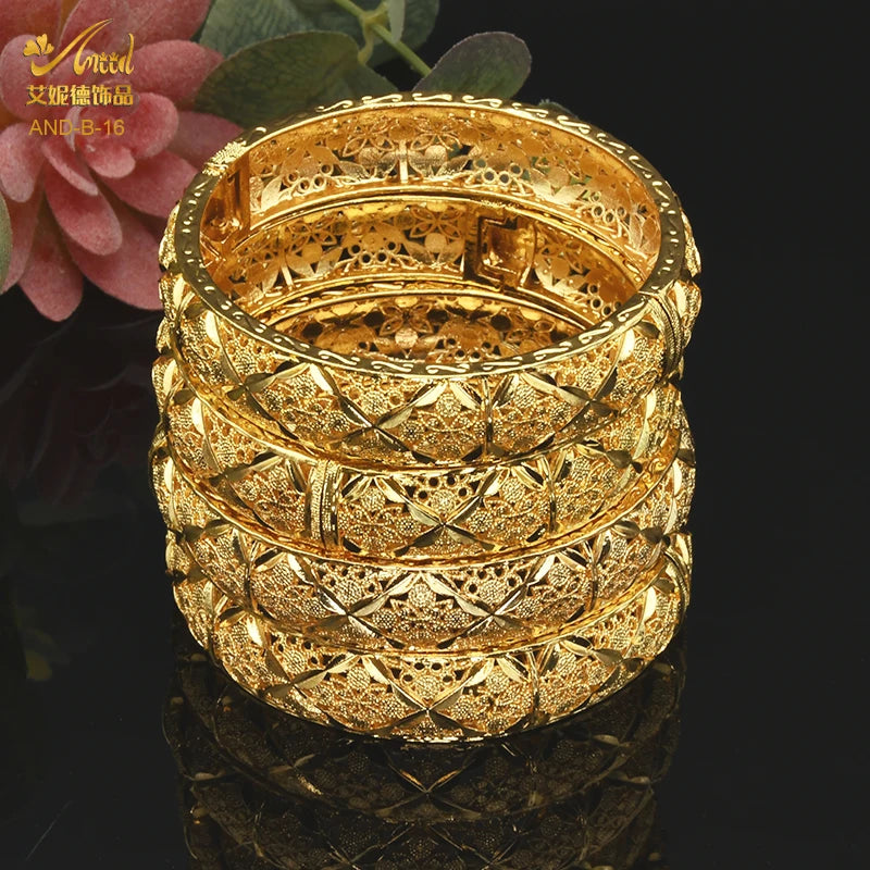 Luxury Designer Indian Gold Color Bangles - Arabic Fashion, African Bracelet Charm, Egyptian Dubai Bangle