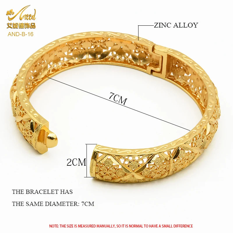 Luxury Designer Indian Gold Color Bangles - Arabic Fashion, African Bracelet Charm, Egyptian Dubai Bangle