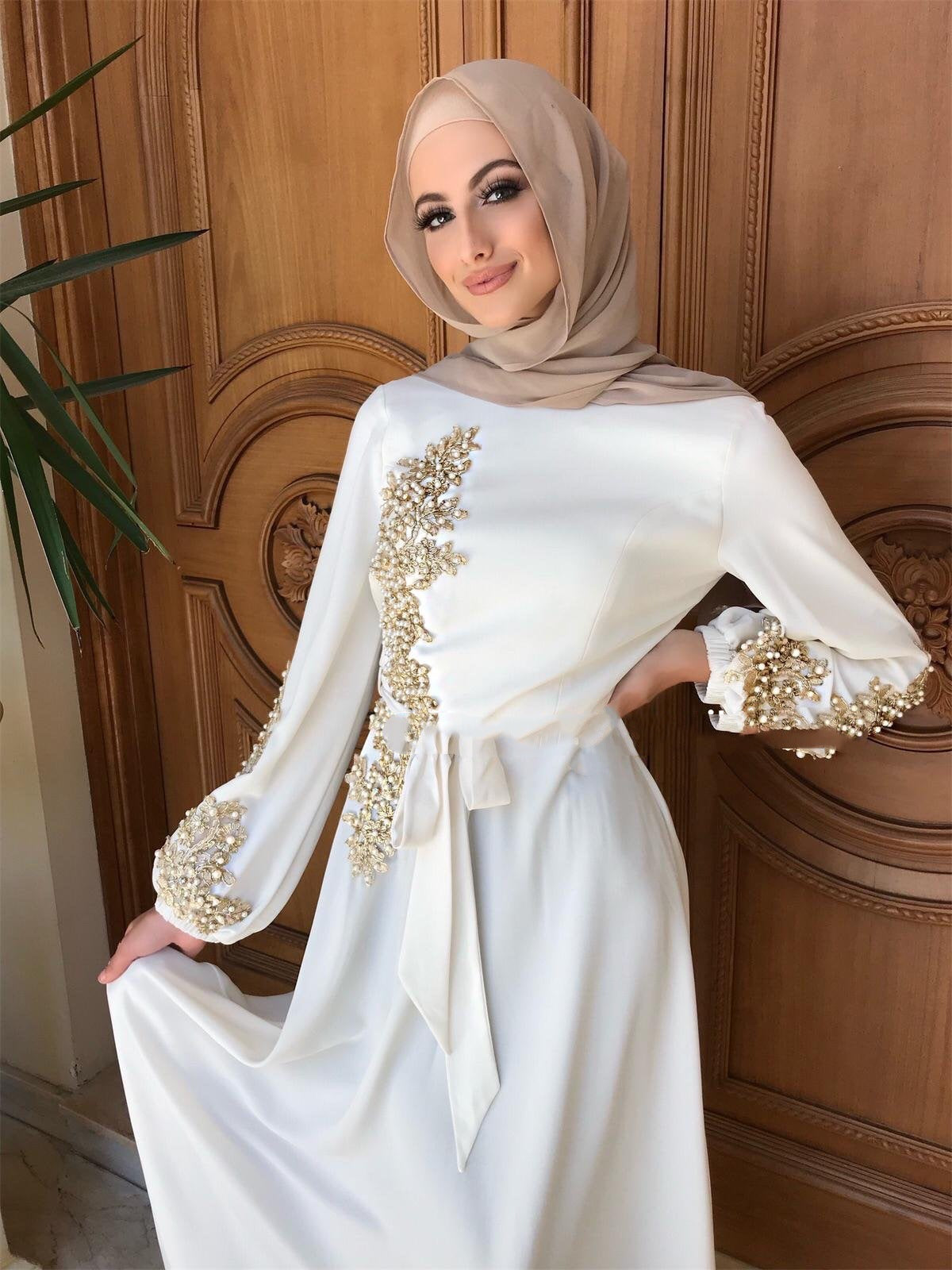 Embroidery Abaya Dubai Turkey Muslim Dress Evening Wedding Dress Kaftan Islamic Clothing Indian Dress Women Robe