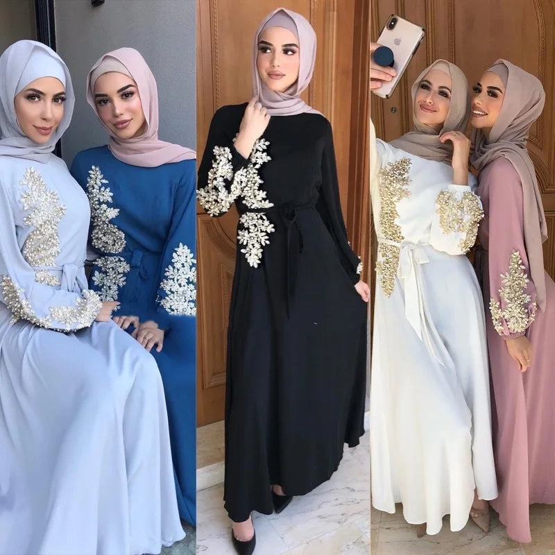 Embroidery Abaya Dubai Turkey Muslim Dress Evening Wedding Dress Kaftan Islamic Clothing Indian Dress Women Robe