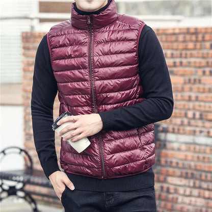 Fashion Brand Men Down Vest Coats New Winter Casual Sleeveless Lightweight Down Duck Vest Coats Male