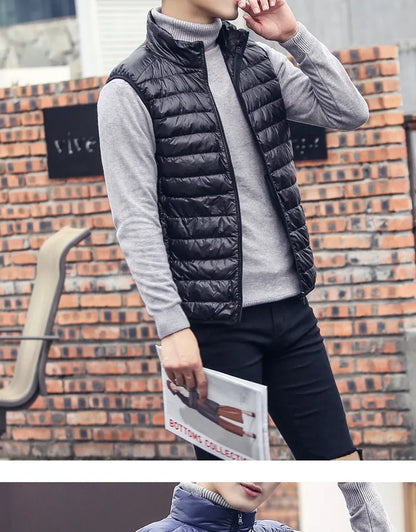 Fashion Brand Men Down Vest Coats New Winter Casual Sleeveless Lightweight Down Duck Vest Coats Male