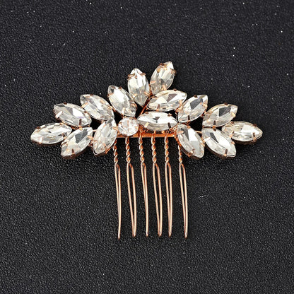 Hair Combs - Sparkly Rhinestone Leaf Hairpins and Clips