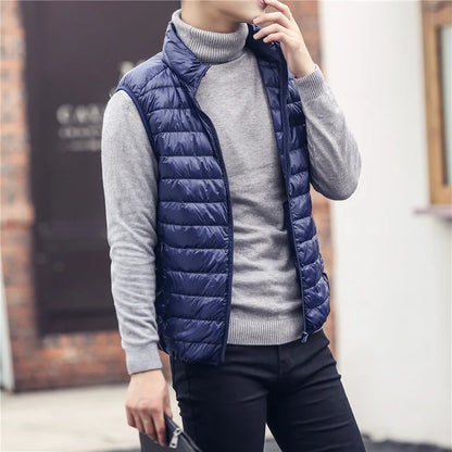 Fashion Brand Men Down Vest Coats New Winter Casual Sleeveless Lightweight Down Duck Vest Coats Male