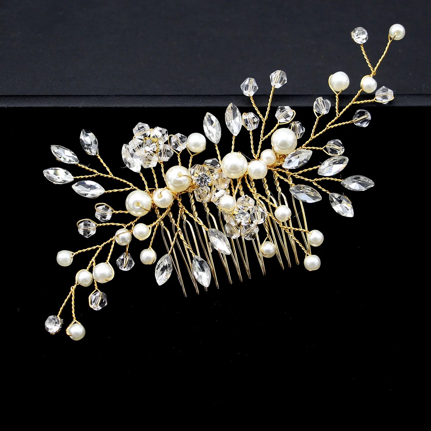 Elegant Hair Combs for Bride - Crystal Rhinestones and Pearls Hairpins- Headpiece