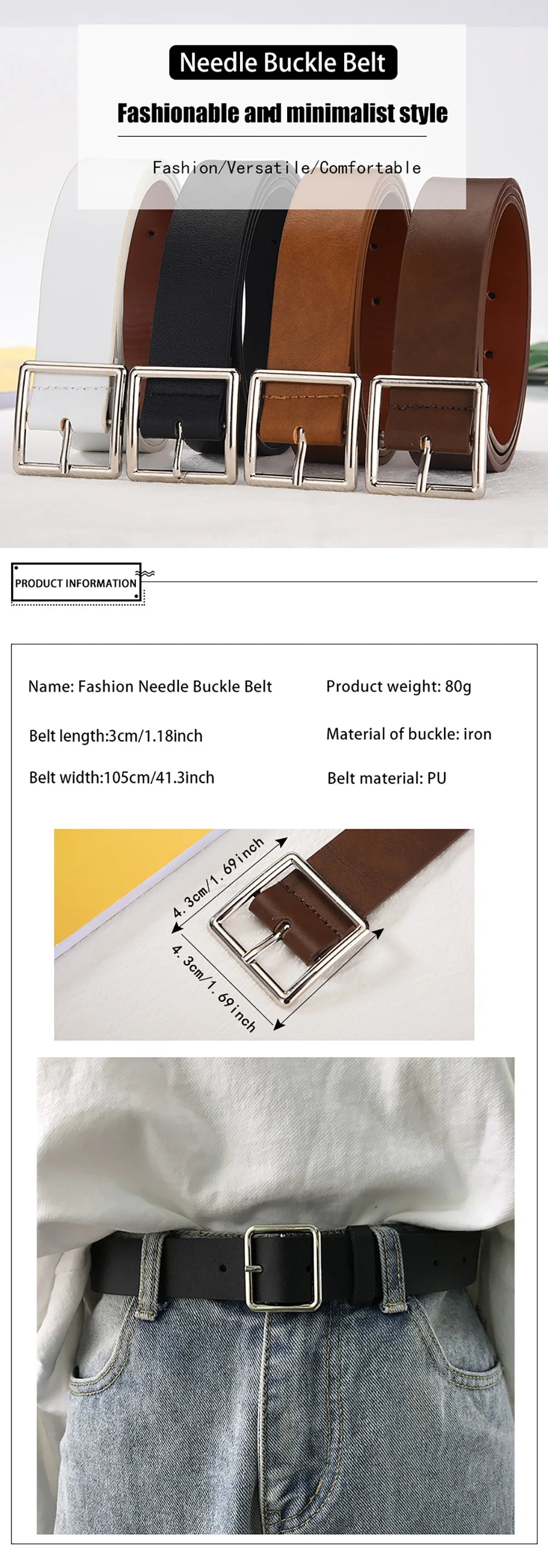 2023 Women'S Belt Soft Pu Leather Belt Square Buckle Pin Buckle Jeans Black Belt Chic Luxury Brand Fancy Vintage Strap Female