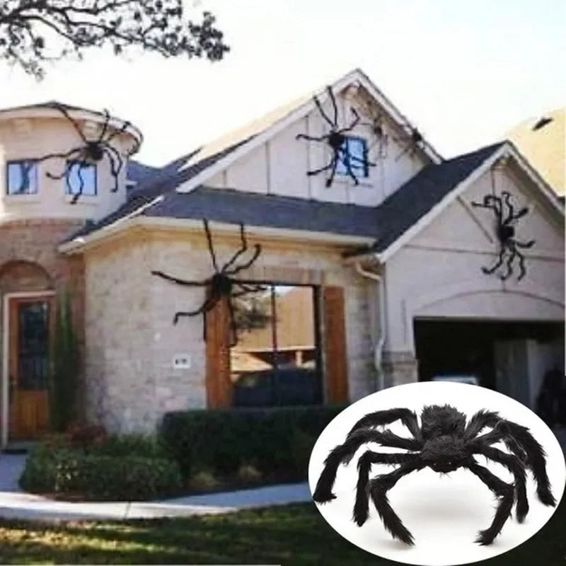 Halloween Giant Black Plush Spider Decoration Haunted House Prop Indoor Outdoor Decor