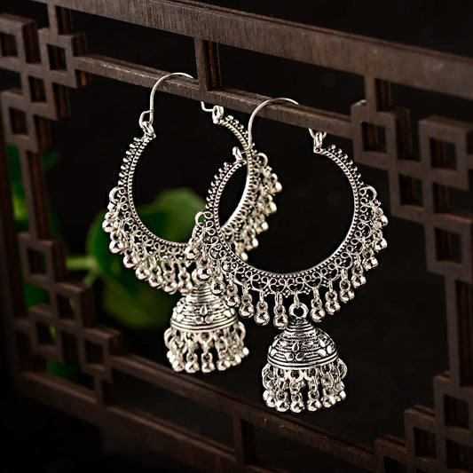 Retro Indian Jhumka Earrings for Women - Bohemian Ethnic Metal Turkey Geometric Drop Gypsy Jewelry