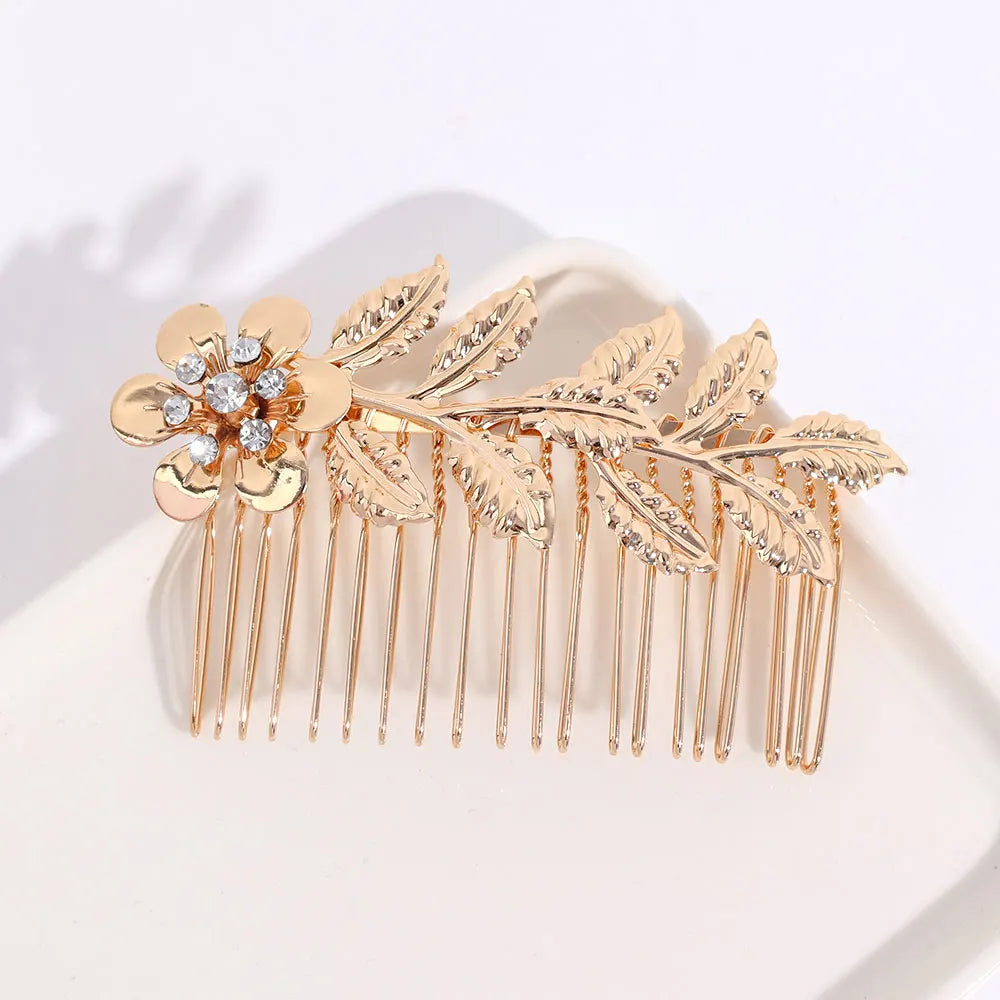 Hair Combs - Gold Color Rhinestone