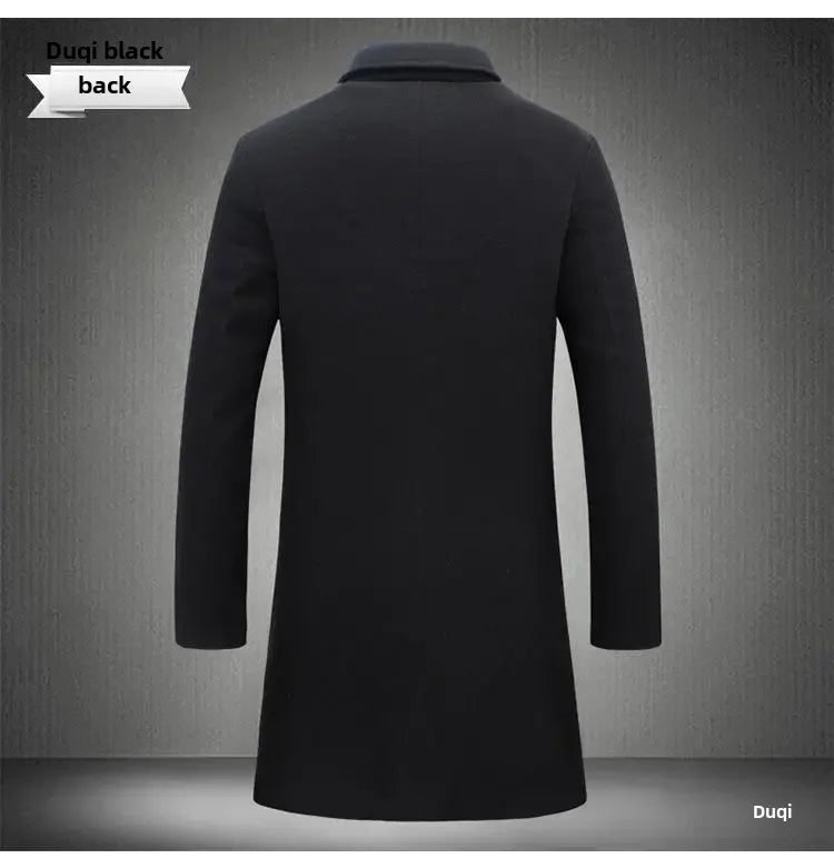 Woolen Overcoat New Men's Korean Style Slim Fit Medium-length Trench Coat Factory Wholesale Woolen Material Jacket