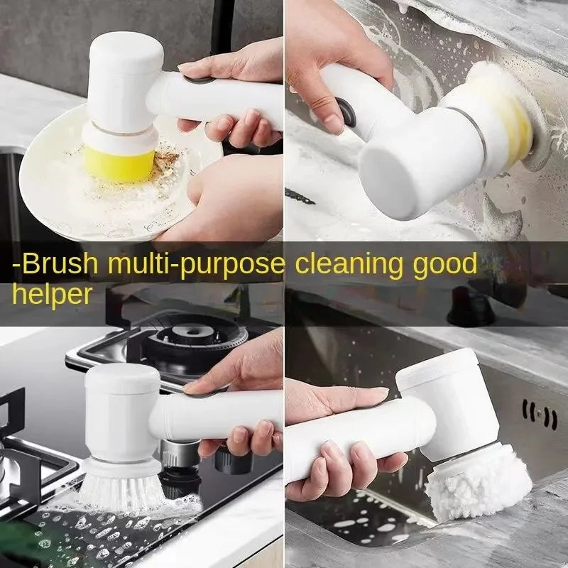 5 In 1 Electric Cleaning Brush Multi-Functional Cleaning Cloth Brush Household Automatic Handheld USB Charging Kitchen Bathroom