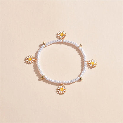 Multilayer Sweet Daisy Flower Anklets - Sparkling Chain with Sunflower Floral Boho Foot Chain, Barefoot Ankle Bracelet Jewelry